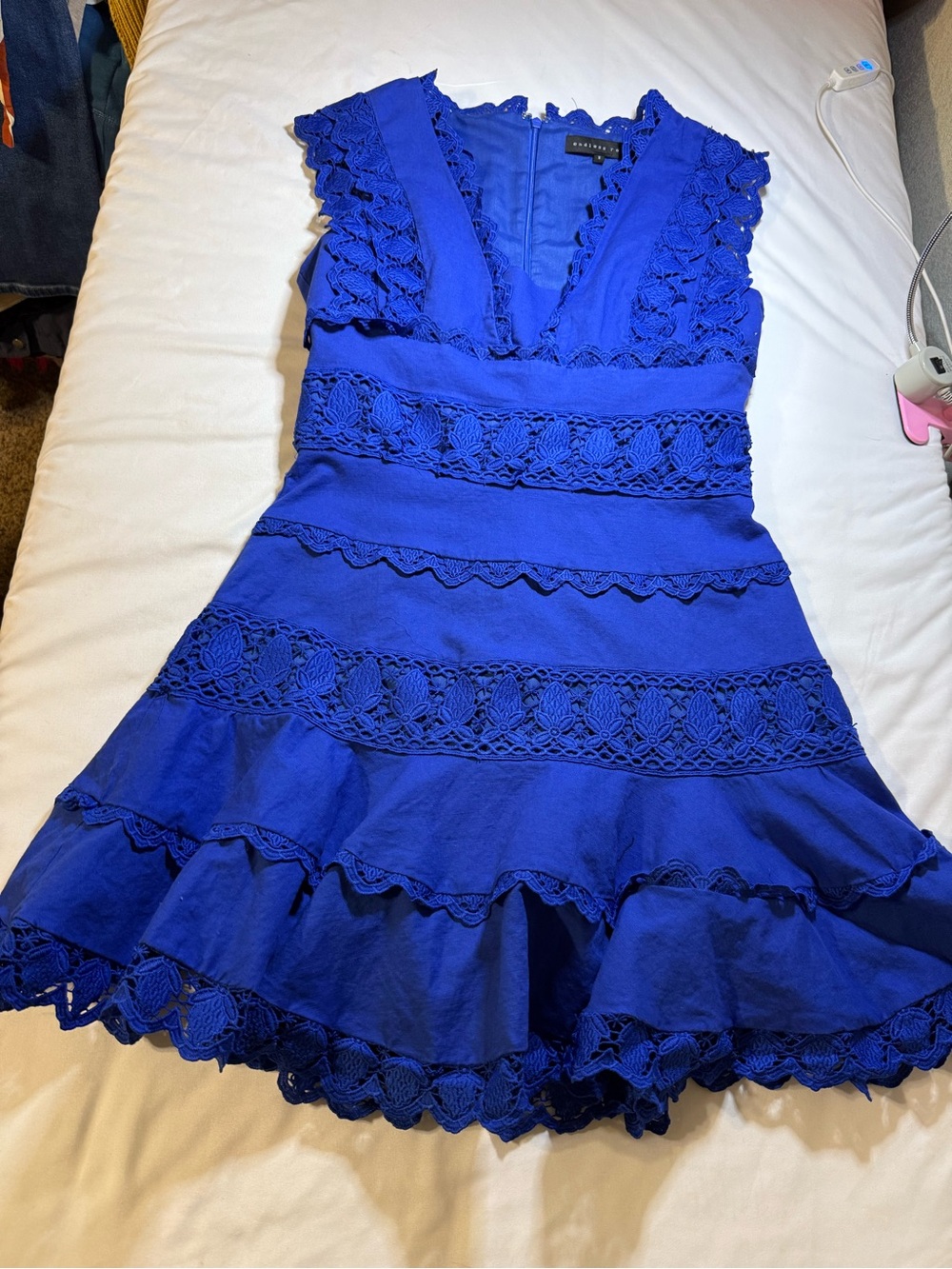 Endless Rose Cobalt Blue Lace Tiered Midi Dress